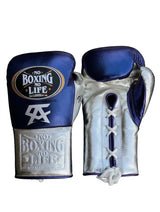 No Boxing No Life Metallic Navy Gloves, Silver Palm and Cuff