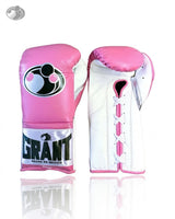Grant Pink Lace-Up Boxing Gloves with White Palm, 6 oz to 18 oz