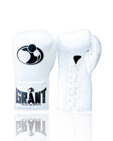 Grant All White Lace-Up Boxing Gloves, Clean Classic Look