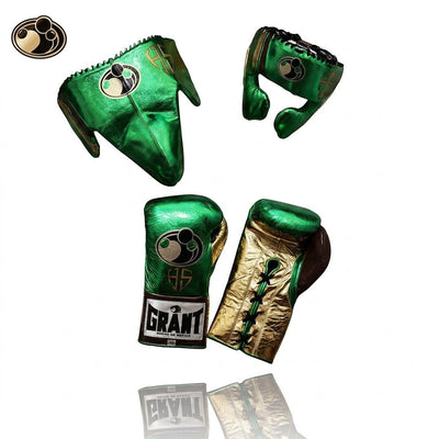 Grant Green Metallic Boxing Set, Gold Palm, Gloves 6 oz to 18 oz