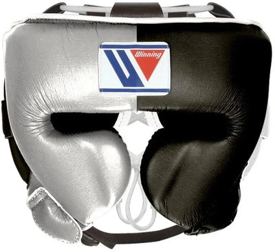 Winning Metallic Silver and Black Split Sparring Headgear