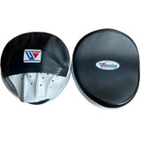 Winning Black and White Focus Mitts with Curved Striking Face