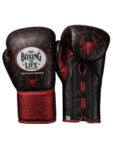 No Boxing No Life Black Web Stitch Gloves with Red Emblem