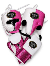 No Boxing No Life White and Metallic Pink Boxing Gear Set