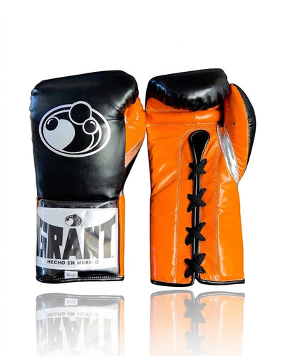 Grant Black and Orange Lace-Up Sparring Gloves, 6 oz to 18 oz