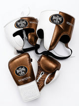 No Boxing No Life White and Bronze Split Boxing Gear Set
