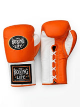 No Boxing No Life Bright Orange Boxing Gloves, White Palm