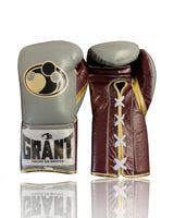 Grant Gray and Maroon Boxing Gloves with Gold Laces