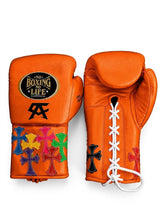No Boxing No Life Orange Cross-Patch Gloves, 6 oz to 18 oz