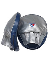 Winning Metallic Silver Focus Mitts with Navy Rim