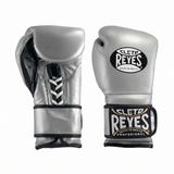 Cleto Reyes Silver Metallic Boxing Gloves with Black Strap