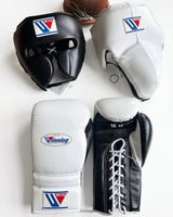 Winning White and Black Gloves Set, Black Headgear, White Cup