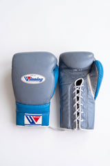 Winning Slate Gray Gloves with Sky Blue Palm and Cuff