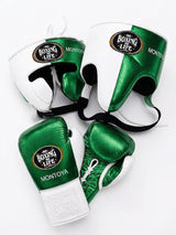 No Boxing No Life Metallic Green & White Gloves and Headgear Set