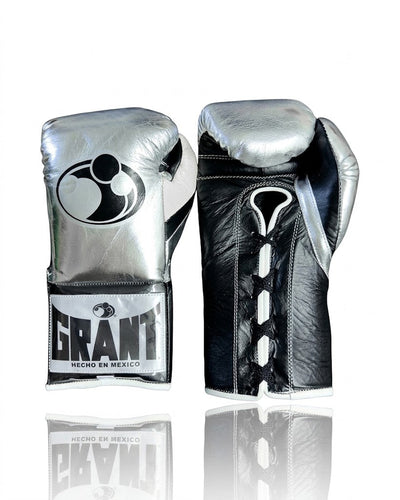 Grant Chrome Silver and Black Two-Tone Gloves, 6 oz to 18 oz