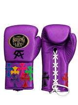 No Boxing No Life Purple Boxing Gloves with Cross Patches