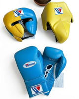 Winning Sky Blue and Yellow Boxing Set, Split Headgear