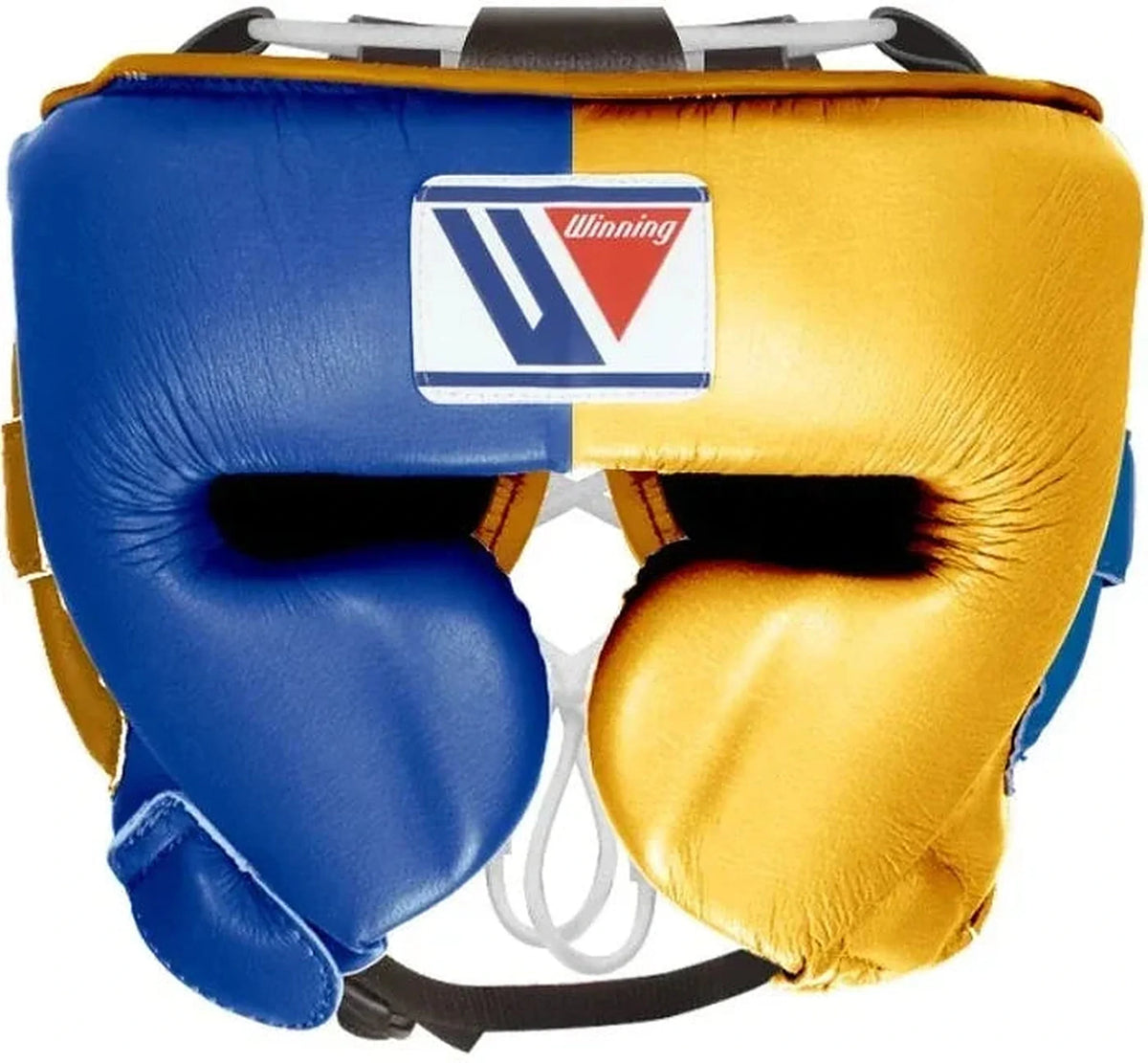 Royal blue and gold boxing headgear