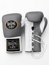 No Boxing No Life Gray and White Boxing Gloves, Black Patch