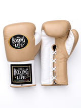 No Boxing No Life Tan Leather Gloves with White Palm