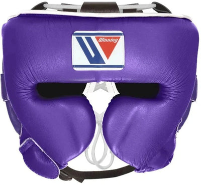 Winning Purple Boxing Headgear with Wraparound Cheek Protection