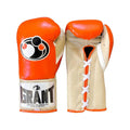 Grant boxing gloves with orange back, cream palm and matching orange laces in lace-up style