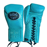 No Boxing No Life Turquoise Boxing Gloves with Black Laces