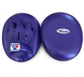 Winning purple curved focus mitts in a rich even purple shade, shown as a matching left and right pair