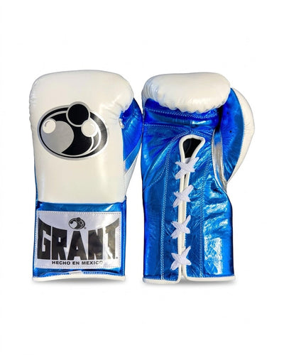 Grant White and Metallic Blue Palm Training Gloves