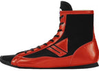 Side profile of the Winning FOLD Type in red metallic leather with red chevron stripes