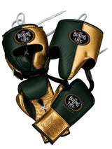 No Boxing No Life Forest Green and Gold Split Gloves Set