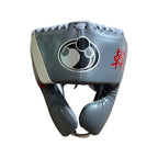 Grant metallic silver-gray lace-up gloves and headgear with red cuff trim and decorative character print - alternate angle