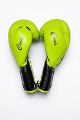 No Boxing No Life Neon Lime Velcro Boxing Gloves with Script