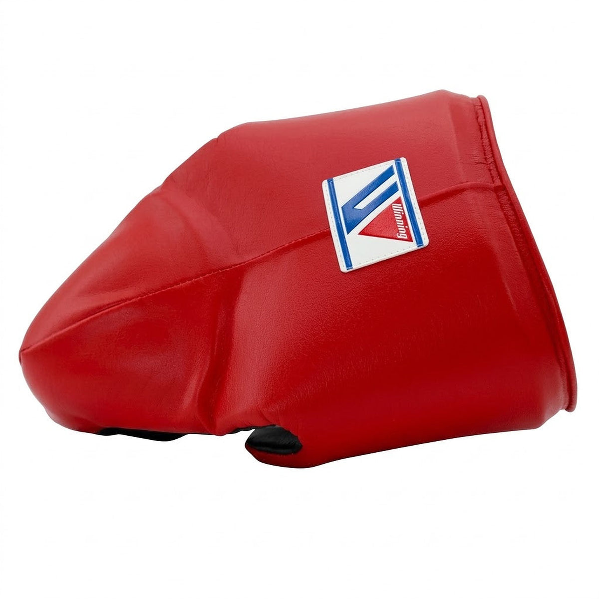 Winning groin guard in solid red all over, front view showing the padded cup and wide waistband