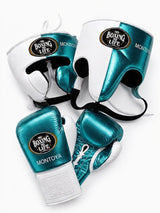 No Boxing No Life Teal Metallic Split Gloves, Headgear & Cup Set