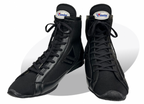 Winning RS-100 high-top boxing shoes in all black leather and mesh with black laces