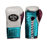 No Boxing No Life Gray and Metallic Teal Gloves, Magenta Thumb