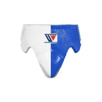 Winning sky blue and white split boxing set with lace-up gloves, headgear and groin guard - alternate angle