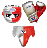 Winning Red and Silver Split Set with Face Bar Head Guard