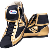 Winning Mid-Cut FOLD Type Boxing Shoes in Black and Metallic Gold