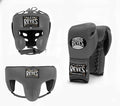 Cleto Reyes dark slate gray boxing set with lace-up gloves, cheek-protector headgear and groin guard
