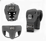 Cleto Reyes Slate Gray Boxing Set - Lace-Up Gloves, Headgear, Cup