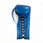 Cleto Reyes royal blue boxing glove from the side, showing white laces and white palm lining