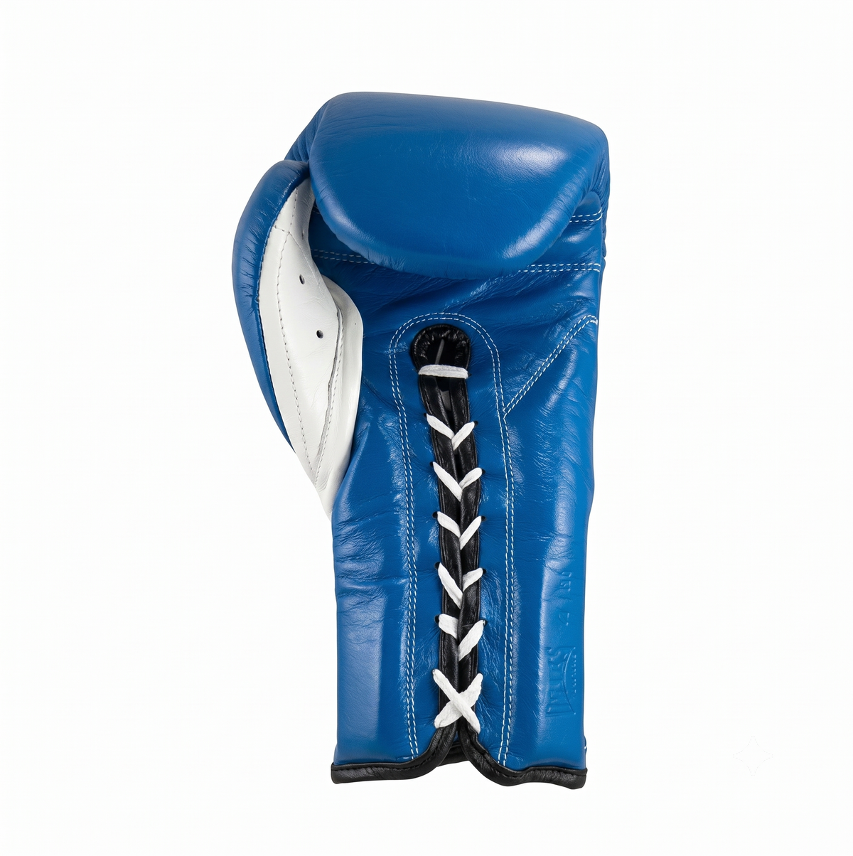 Cleto Reyes royal blue boxing glove from the side, showing white laces and white palm lining