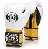 Cleto Reyes White Boxing Gloves with Metallic Gold Cuff