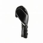 Cleto Reyes black leather boxing glove from the side with white palm lining visible