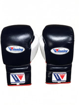 Winning Navy-Black Boxing Gloves with Red Cuff Piping