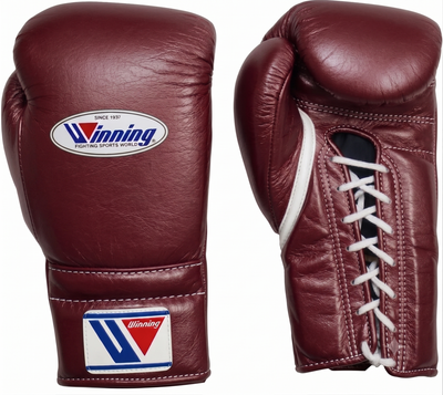 Winning MS-300 Burgundy Lace-Up Gloves, 6 oz to 18 oz