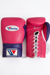 Winning Hot Pink Boxing Gloves with Purple Cuff