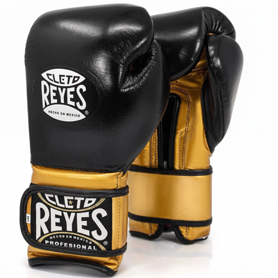 Cleto Reyes Black and Gold Metallic Boxing Gloves 6 oz to 18 oz